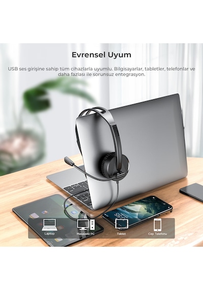 Lecoo HT106 USB Kablolu Mikrofonlu Kulak Üstü Kulaklık Siyah