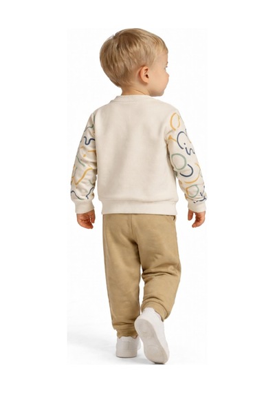 Baglan Erkek Çocuk Önü Baskılı Sweatshirt Ve Eşofman Alt Takım Bgl-st05254 Camel