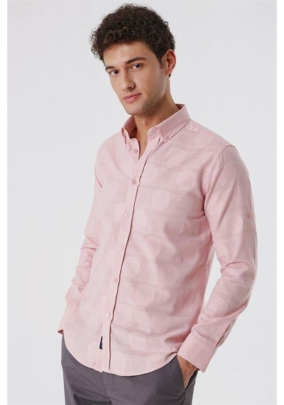 İmza Pudra Kısalabilir Kollu Desenli Jakarlıcepsiz %100 Pamuk Casual Slim Fit Gömlek 1004230183-pudra Pudra İmza Pudra Kısalabilir Kollu Desenli Jakarlıcepsiz %100 Pamuk Casual Slim Fit Gömlek 1004230183-pudra Pudra