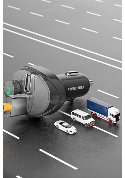 Ven-dens Vd-fm004 Bluetooth 5.0 Araç Fm Transmitter Cihazı, Çift Usb Hızlı Şarj, Tf Kart Desteği Ve, Siyah