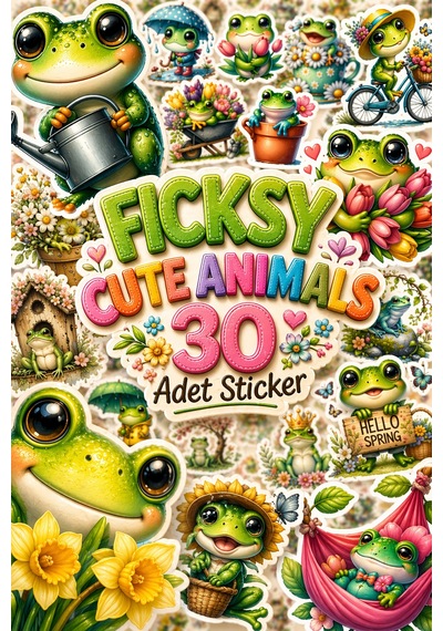 Sevimli Kurbağa Sticker Seti - 30 Adet Etiket Çıkartma Diğer