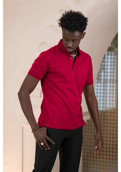 Paul Martin Örme Polo Yaka Regular Fit Pamuklu Ve Likralı T-shirt Bordo