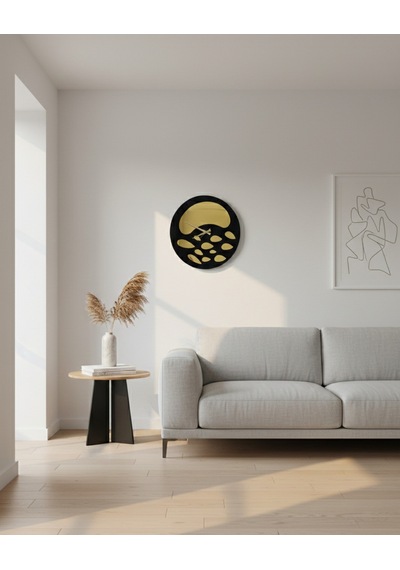 Nova Model Duvar Saati 50 X 50 Cm - Duvar Dekorasyon Ürünleri Siyah Gold