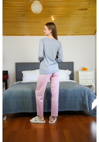 Akbeniz Kadın Penye Uzun Kol Pijama Takım 4118 - S Gri