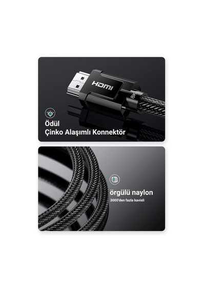 8k Hdmı 2.1 Kablo Desteği Hdr10, Earc, Ps5 İçin 3d, Xbox S, Monitör Vb 1m , Gri