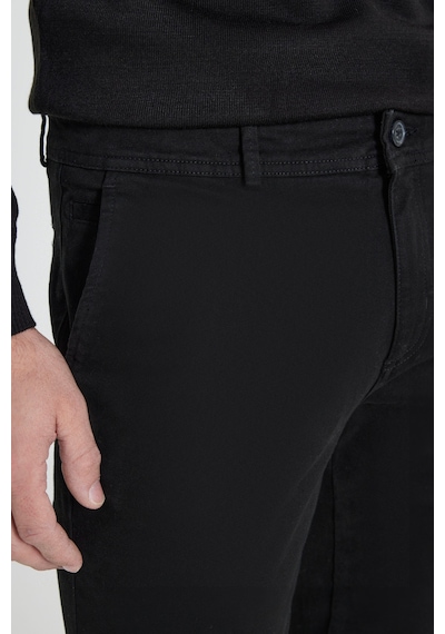 George Henry Pamuklu Slim Fit Dar Kesim Yan Cepli Esnek Chino Pantolon Siyah