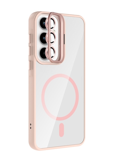 Zore Galaxy Uyumlu A55 Kılıf Standlı Ve Kamera Lens Hediyeli M-safe Şarj Özellikli Ogaa Etro Kapak - Lacivert