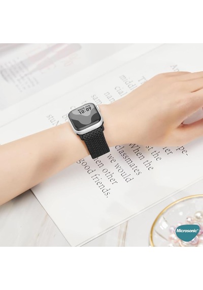 Apple Watch Series 10 42mm İçin Kordon, Medium Size, 147mm Knitted Fabric Single Loop Siyah Watch Series 10 42mm İle Uyumlu Kordon - Siyah Çok Renkli Apple Watch Series 10 42mm İçin Kordon, Medium Size, 147mm Knitted Fabric Single Loop Siyah Watch Series 10 42mm İle Uyumlu Kordon - Siyah Çok Renkli