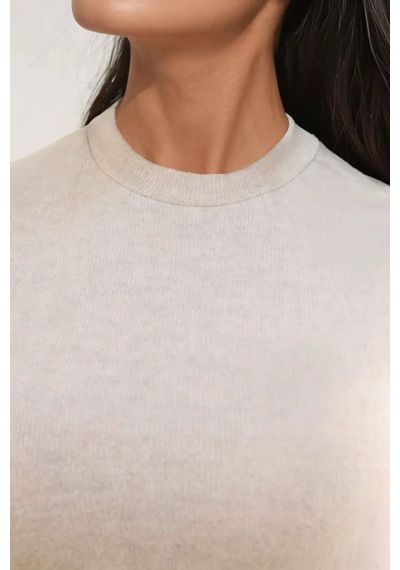 Hiccup Slim Fit Triko Crop Bluz Natural
