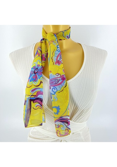 Tedz Collection Paredora Floral Limon Pembe Kısa Fular Çok Renkli