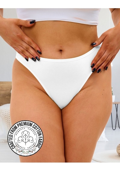 Alya Underwear Kadın Külot Pamuklu String - 5 Adet Siyah Tanga S, M, L, Xl Beyaz