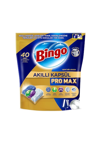 Bingo Akıllı Kapsül Pro Max Bulaşık Makinesi Tableti 40'lı X 4 Adet 160 Kapsül