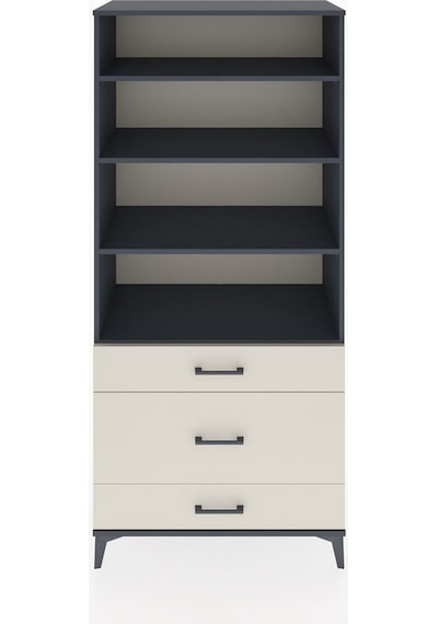 Hyperion Dolap 4 Raflı 3 Çekmeceli 88x44x195 Antrasit-aytaşı Antrasit