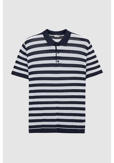 D's Damat Ds Damat Regular Fit Lacivert Çizgili Yazlık Rayon Triko T-shirt 4hc060112010m 101