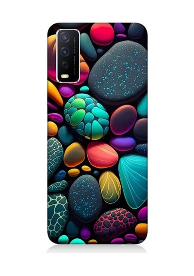 Vivo Y11s Uyumlu Artx Kırmızı Doğa Taşlar Desenli Silikon Kılıf