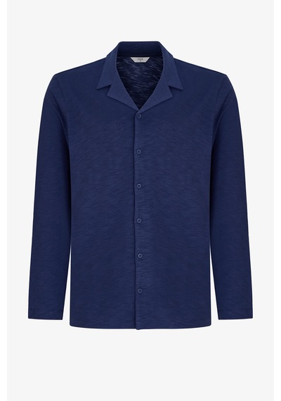 Penti Erkek Lacivert Navy Season Uzun Kollu Gömlek Pantolon Pijama Takımı