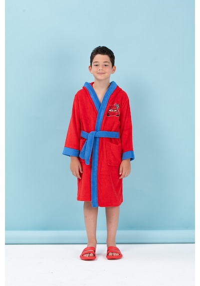 Cars Go Nakışlı Disney Lisanslı Kapüşonlu Çocuk Bornozu 5/6 Yaş Kırmızı