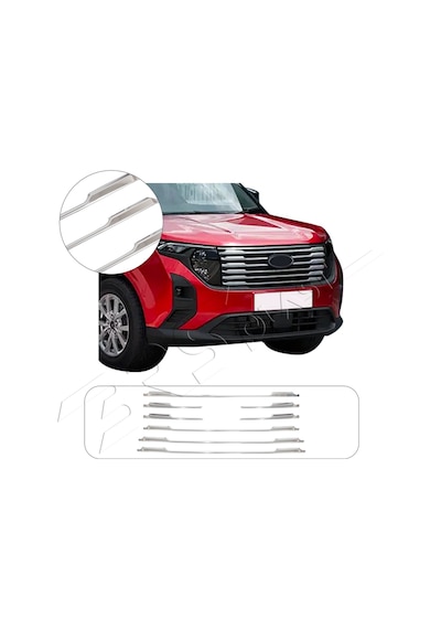 Ford Courier Uyumlu 2024 Ve Üzeri Krom Ön Panjur 8 Parça Paslanmaz Çelik