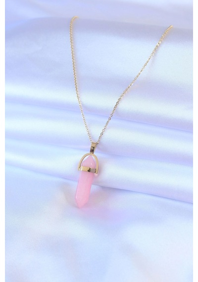 Mey İthalat 316l Çelik Gold Renk Kristal Pembe Taş Model Kadın Kolye - Özel Seri Meyeb64ca4c681eb7be159506c024 altın