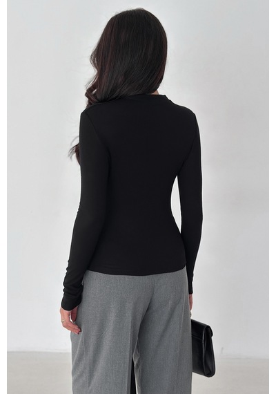 Noa & Noa Kadın Dikiş Detaylı Fit Bluz White Line Siyah
