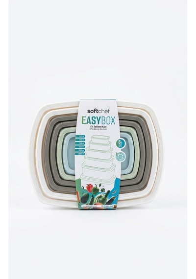 Easybox 6'lı Plastik Saklama Kabı Seti, Bpa İçermez İç İçe Geçebilir Mutfak Ve Buzdolabı İçi Düzenleyici Erzak Kabı Seti 225 Ml - 3000 Ml Şeffaf