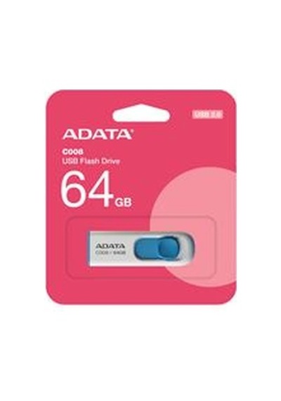 Adata C008-64gb 64gb Usb2.0 Classic White + Blue Flash Bellek