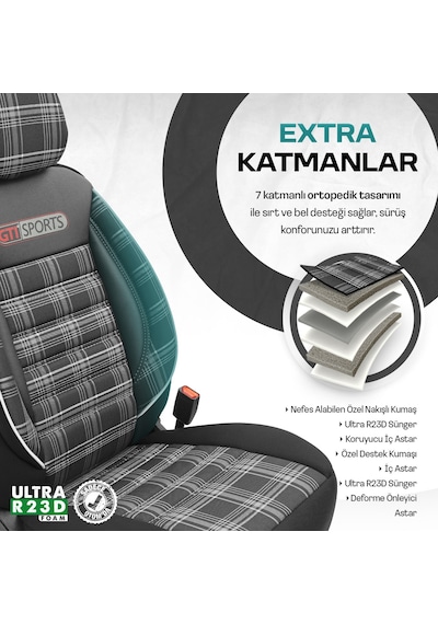 Otom Gti Sports Design Ekstra Destekli Oto Koltuk Kılıfı 553166328