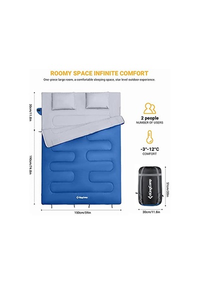 Oxygen 250-d Çift Kişilik Yastıklı Uyku Tulumu Blue Çok Renkli