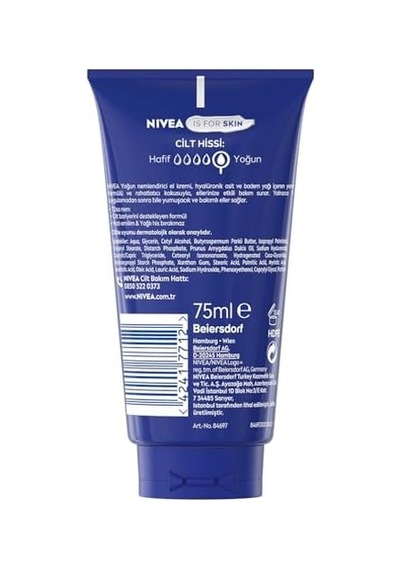 Yoğun Nemlendirici El Kremi 72 Ml, Hızlı Emilir, Hyaluronik Asit, Yağı, Kuru Ciltler