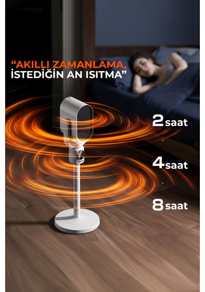 Robo Teleskopik Ayaklı Isıtıcı Beyaz