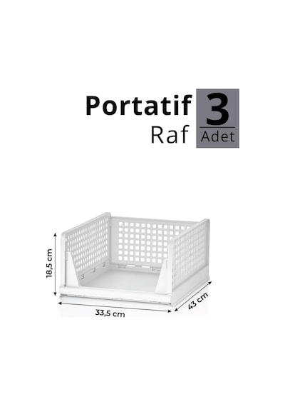 Mithra Life 3lü Kayar Raf Organizer Dolap İçi Kıyafet Aksesuar Düzenleyici Beyaz 45x35 Cm Mıt1261 Diğer