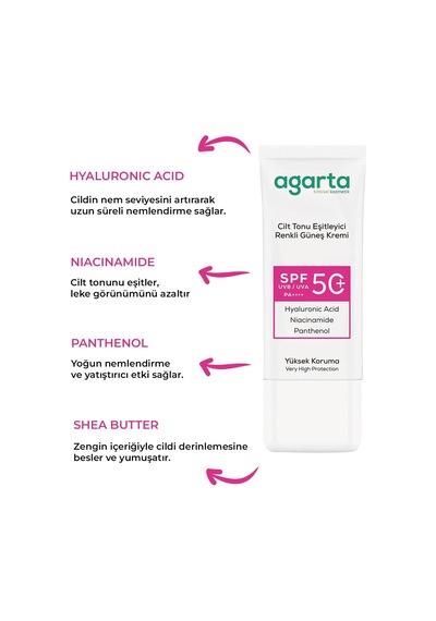 Tr Cilt Tonu Eşitleyici Renkli Güneş Kremi, Spf 50+, Hyaluronic Acid, Niacinakarın Bölgesi, Panthenol, 50 Ml