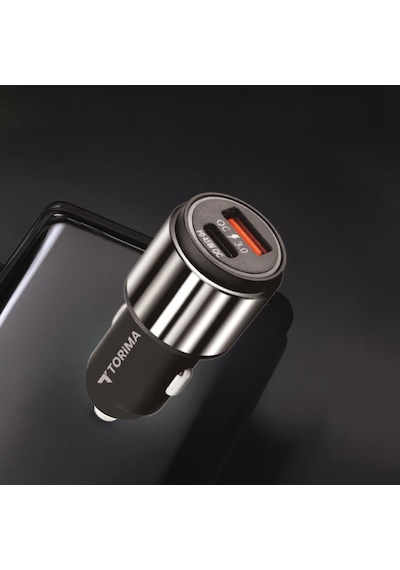 Torima C16 45w Silver Araç Şarj Cihazı Lıghtnıng Kablolu Hızlı Şarj Adaptörü