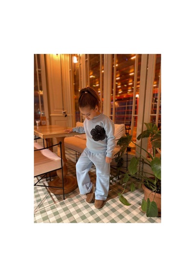 Yale Kids Kız Çoçuk Çiçek Tasarım 2 Li Takım Mavi