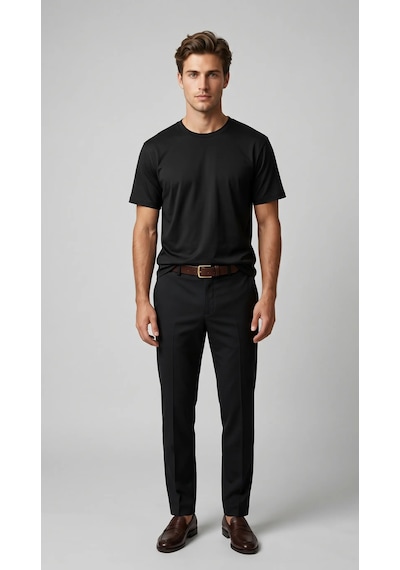 Lenasso Soft Touch Basic Erkek T-shirt Siyah