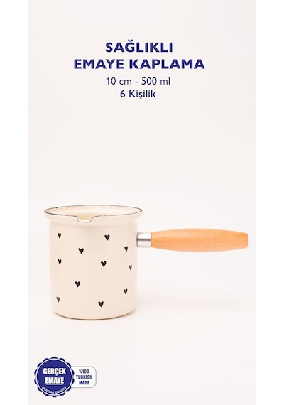 Black Cupid Emaye Ahşap Saplı Cezve 500ml-6 Kişilik Aeropress
