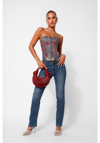 Bluew White Kadın Düz Kesim Düz Paça Straight Fit Mavi Jean Pantolon