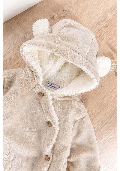 Baby Ayıcık Figürlü Welsoft Peluş Astronot Kız/Erkek Bebek Tulum Bej