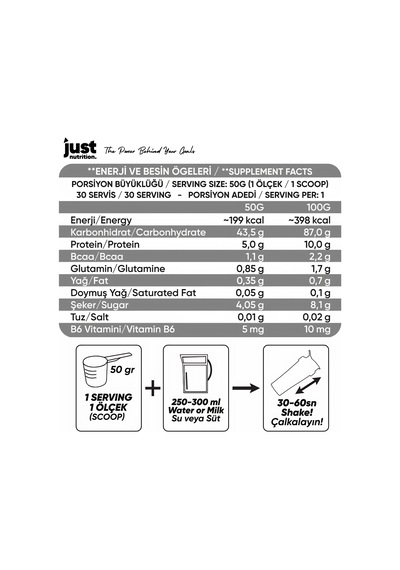 Just Nutrition Mass Gainer Karbonhidrat Tozu 1500 Gr 30 Servis Çikolata + Shaker + Protein Kahve çikolata
