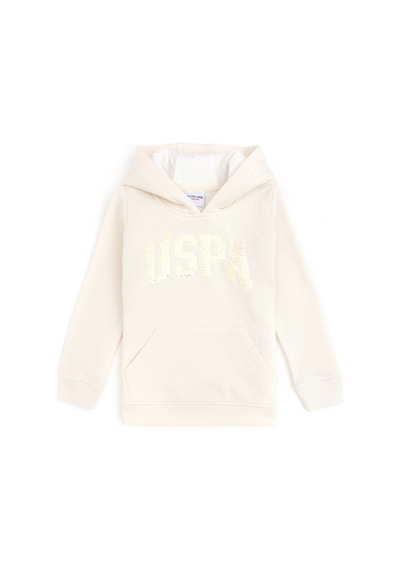 U.S. Polo Assn. Kız Çocuk Krem Kapüşonlu Basic Sweatshirt 50292512-VR071