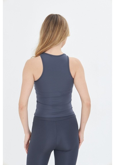 Sportempt Lesa Wear Çapraz Detaylı Basic Spor Crop Atlet Antrasit