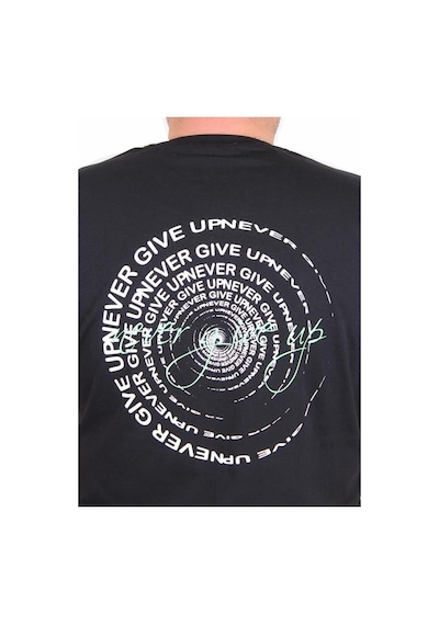 Starbattal Erkek Büyük Beden Sıfır Yaka Tişört Never Give Up 25140 Sıyah Siyah
