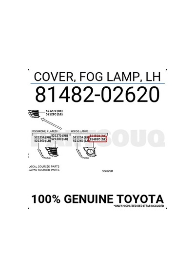 Toyota Corolla 2016-2018 Ön Sis Lamba Kapağı Delikli Sol Oem No: 8148202620