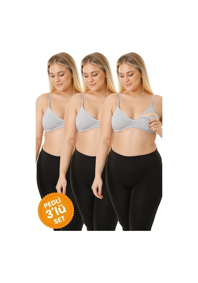 Par Lingerie Pl 3'lü Çıkarılabilir Pedli Emzirme Sütyeni Gri