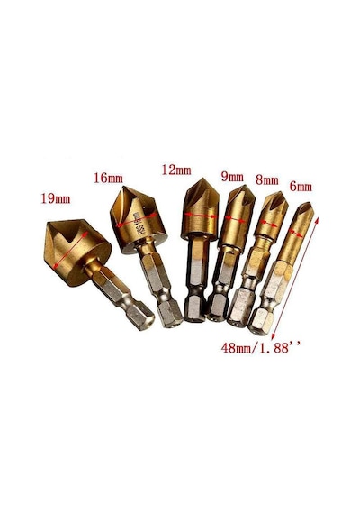 Matkap Ucu Takımı Havşa Pah Hex Hss 1/4 6-19mm Uç Uçları Ahşap