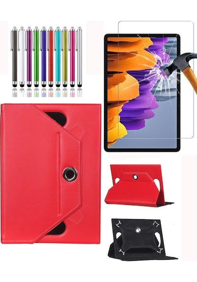 Tcl Nxtpaper 11 Uyumlu Modeliyle Uyumlu Universal Dönerli Standlı Kılıf + Ekran Koruyucu + Kalem Arka Kapak