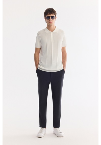 Avva Erkek Lacivert Beli Lastikli Teknik Kumaş Comfort Slim Fit Pantolon A61y3209