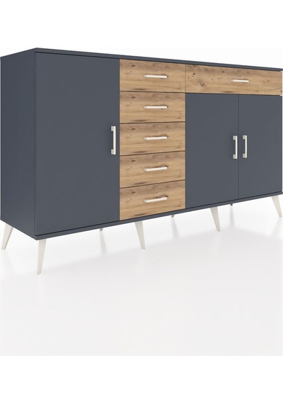 Hyperion Konsol 3 Raflı 6 Çekmeceli 3 Kapaklı 176x44x99 Antrasit- Antrasit-antrasit/çam Hyperion Konsol 3 Raflı 6 Çekmeceli 3 Kapaklı 176x44x99 Antrasit- Antrasit-antrasit/çam