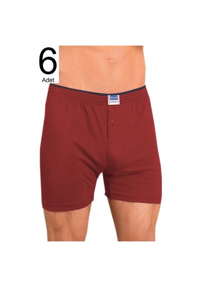 Berrak Erkek Bordo 6'Lı Paket Düğmeli Boxer Elf568Ber10996