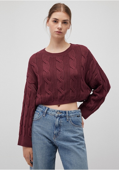 Mavi - Bisiklet Yaka Bordo Kazak 1710477-70415 Bordo